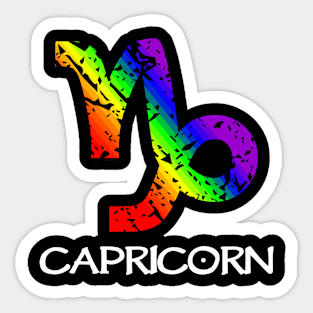 Capricorn Zodiac Symbol in Rainbow Color Sticker